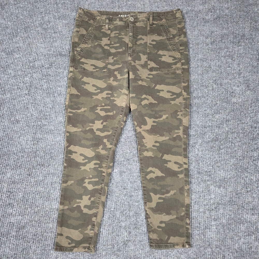 American Eagle Hi-Rise Jegging Crop Camo Pants Green Utility Size 16 Regular